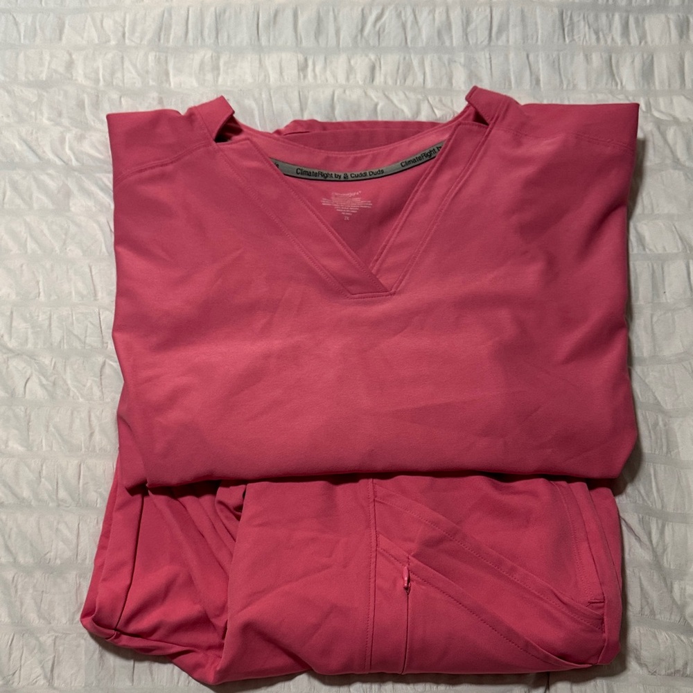 Pink V-Neck Scrub Set